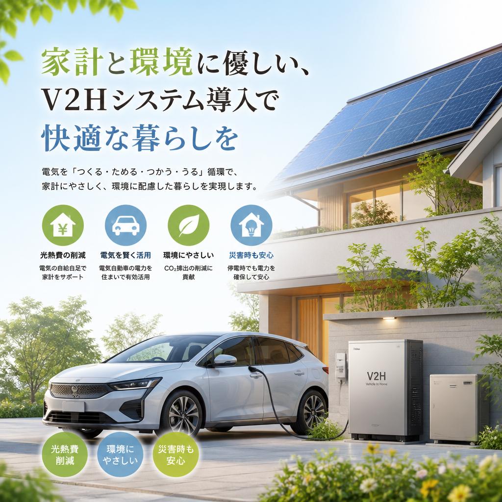 家計と環境に優しい、V2Hシステム導入で快適な暮らしを