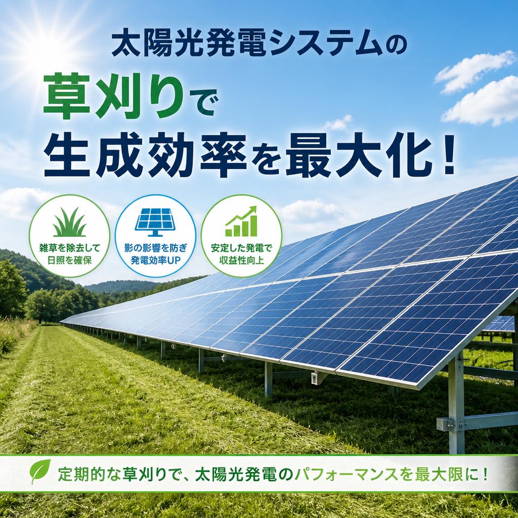 太陽光発電システムの草刈りで生成効率を最大化！